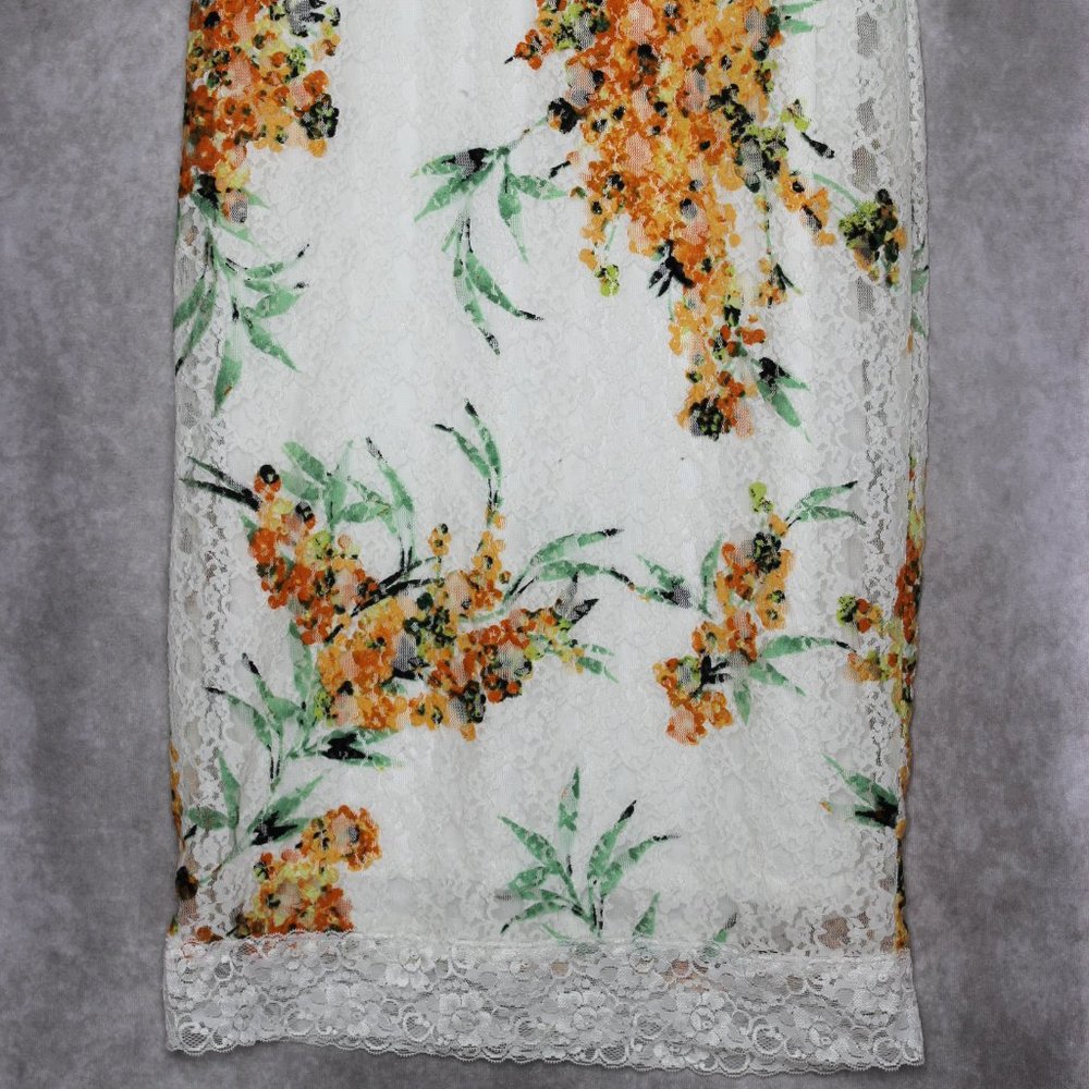 *SOLD* NWT Eva Mendez for NY & Co White Floral Print Lace Trim Dress Size Medium - Picture 6 of 12
